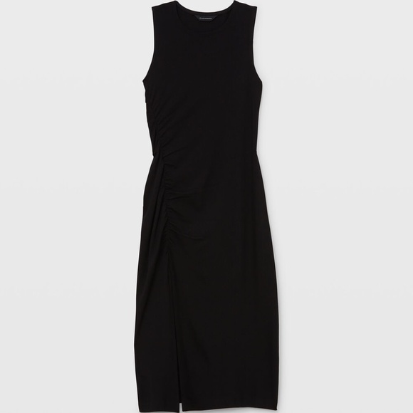 Side Seam Ruched Midi Dress - New With Tags - NEVER WORN - Black - Picture 3 of 3